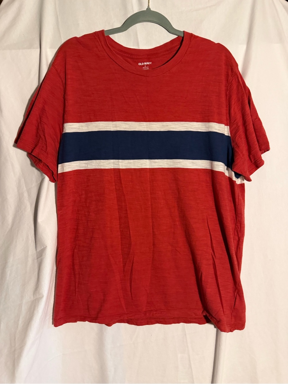 #430 Old Navy Red Striped Crewneck T‑Shirt